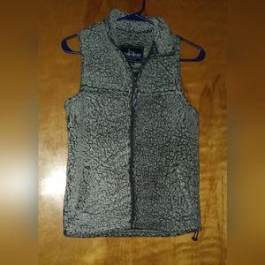 Boxer Craft Women's Size X-Small Sherpa Vest Full Zip Pockets Black & Gray